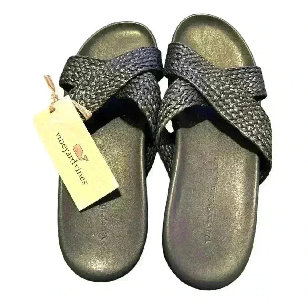 Vineyard Vines Jute Strap Pool Slide. Women’s Size 9, NEW WITH TAGS